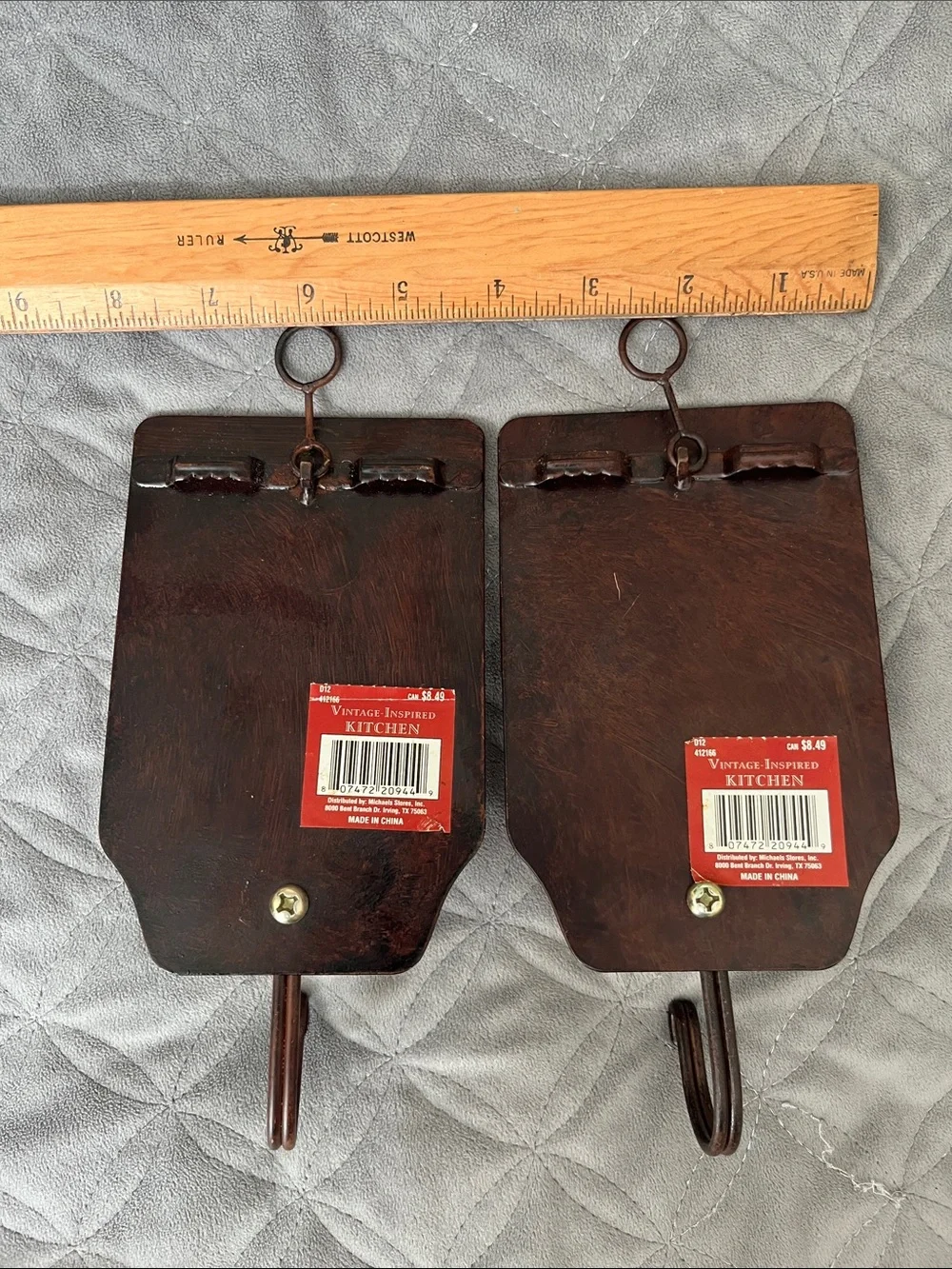 Farm Fresh Egg Wall Hook Set - Brown with Red and Cream Panels